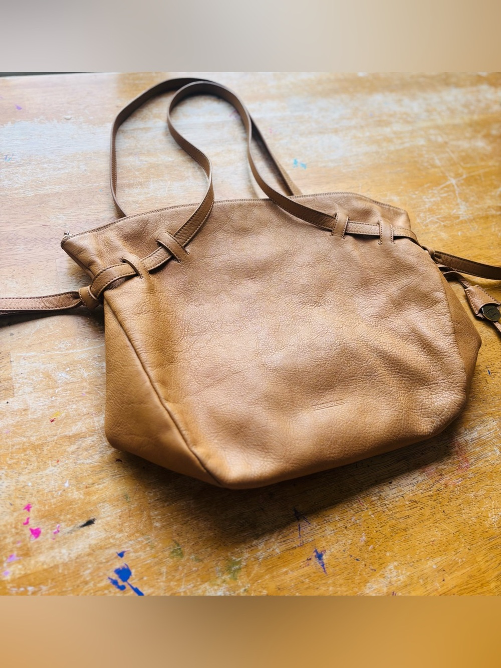 Dooney & Bourke made in Italy Tan Leather Tote - Soft Pebble Grain slouchy Bag - Picture 2 of 16